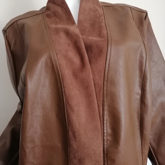 Claire France Brown Leather Jacket with Suede Trim - Picture 5 of 5